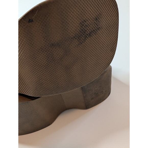 VTG 90s Y2K Patchwork Platform Chunky Tan Boots Women’s Full Zip Bakers - Picture 10 of 14